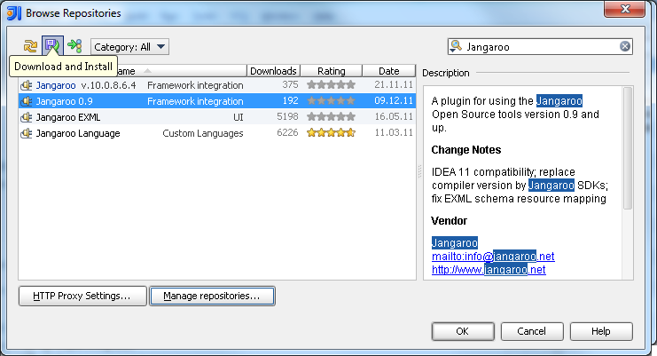 Installing the Jangaroo 0.9 plugin in IntelliJ IDEA 11