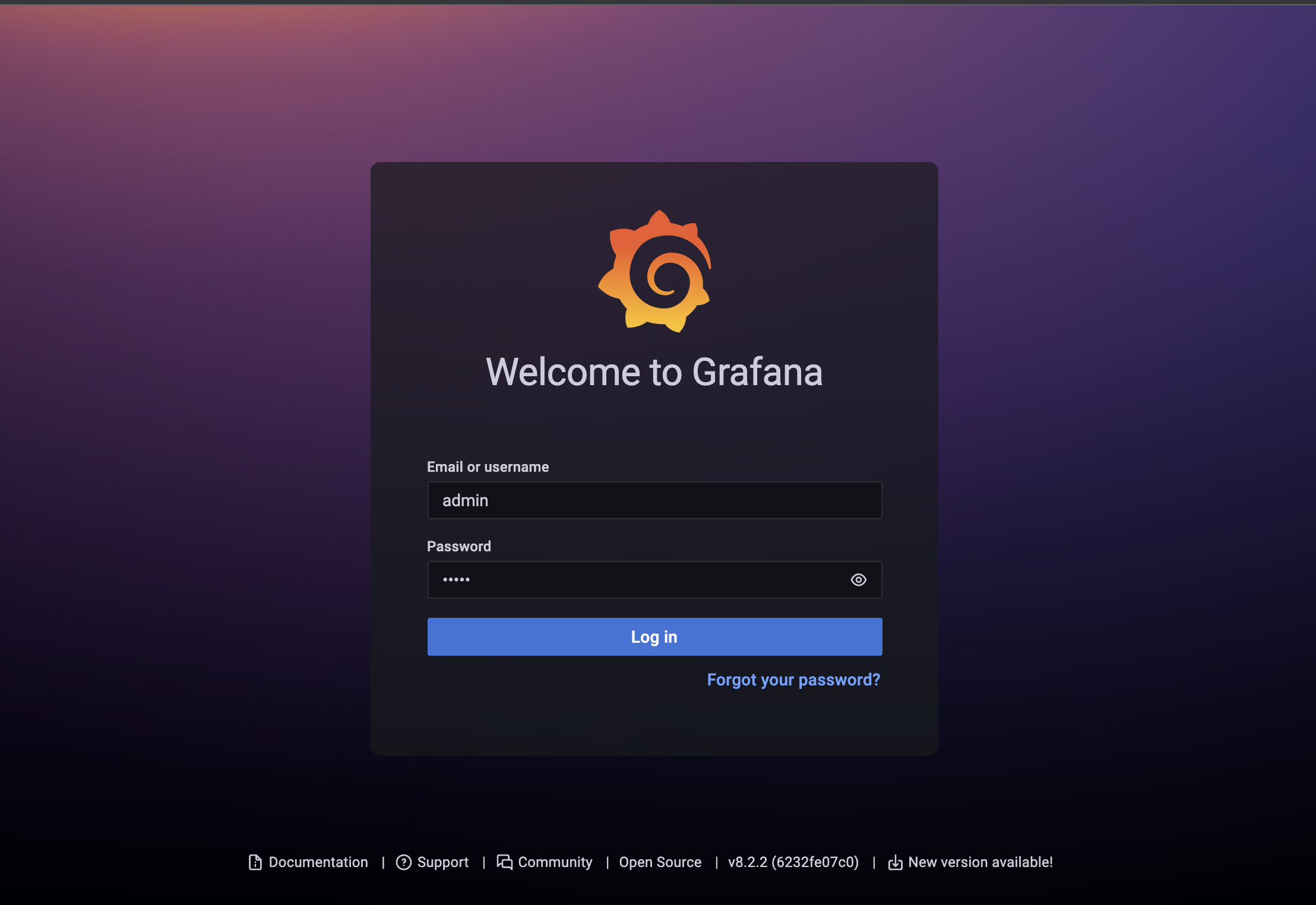 Grafana Login Screen