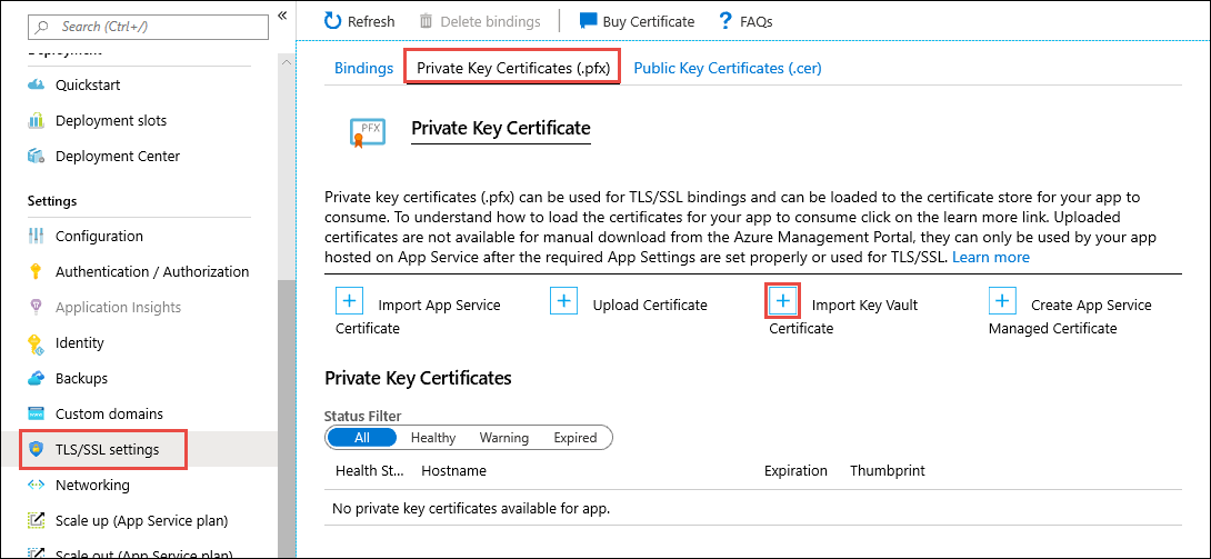 Import Key Vault Certificate