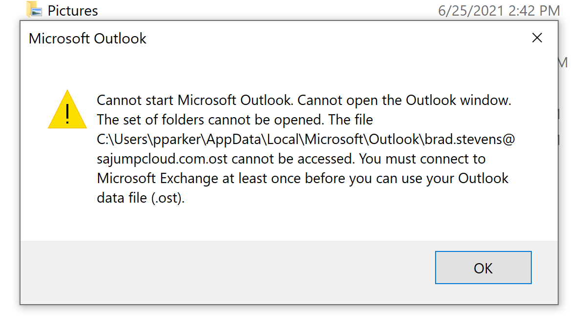 outlook error