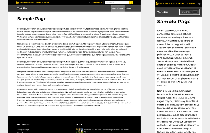 Singular template examples on desktop and mobile screens