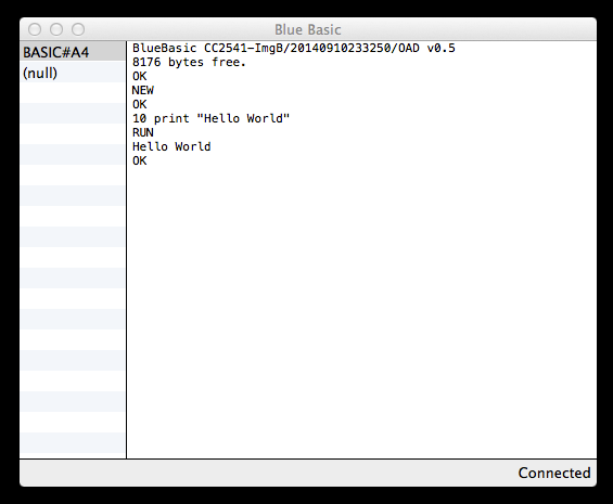 BlueBasic Console, Hello World