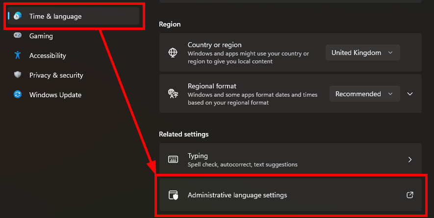 Administrative language settings