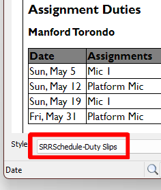 Schedule template