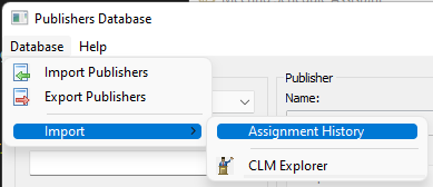 Menu - Import Generic Assignment History