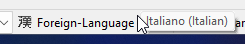 Foreign-Language Group tooltip on the statusbar