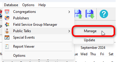 Manage Public Talks menu button