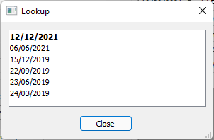 Popup Lookup Window