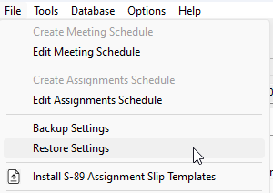 File - Restore Settings