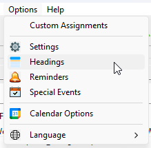 Options - Headings