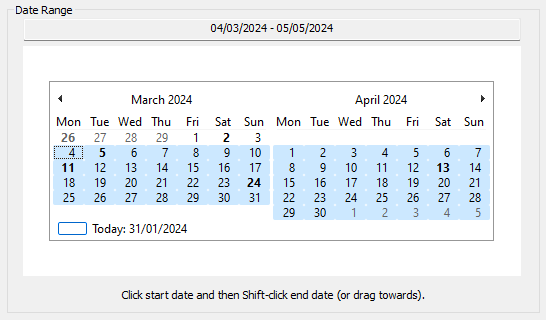 Select Date Range