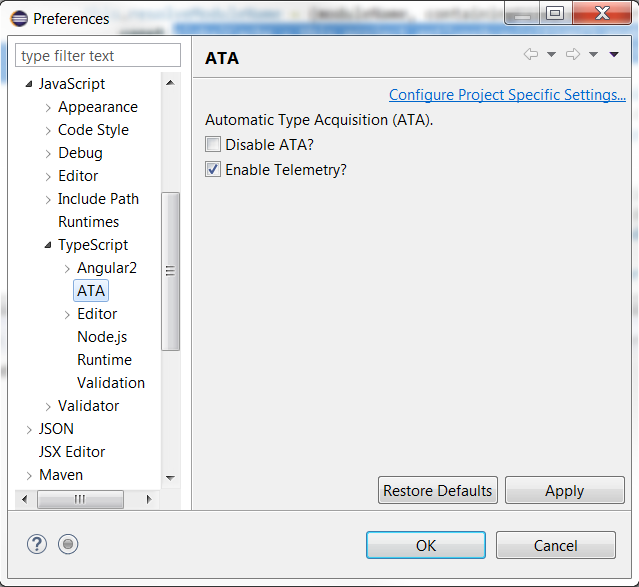 ATA preferences