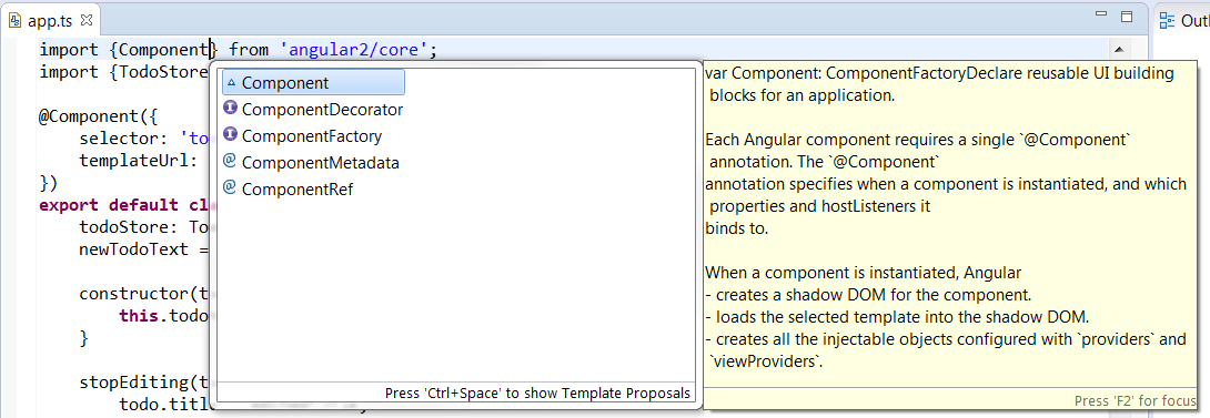 TypeScript completion