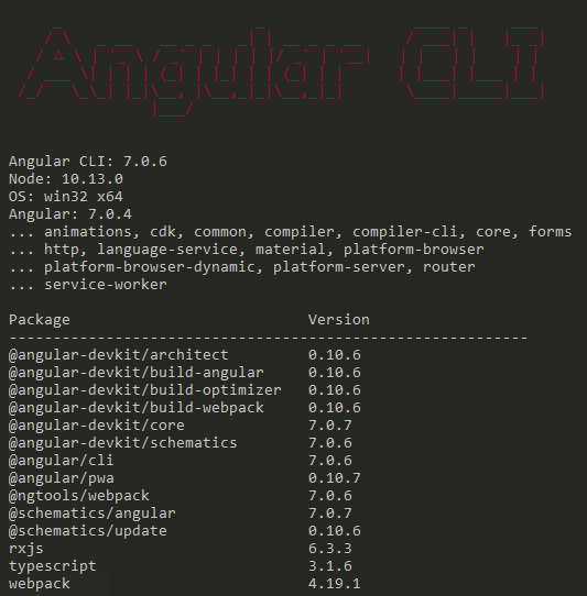 Angular CLI Version