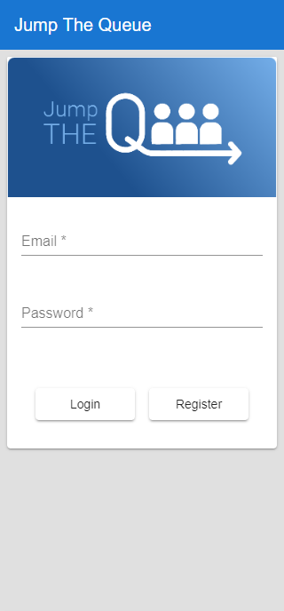 JumpTheQueue Login Screen