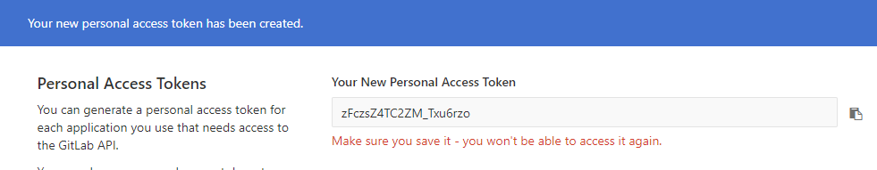 gitlab access token generated