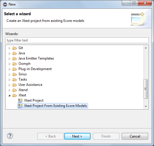 New Xtext Project From Existing Ecore Models