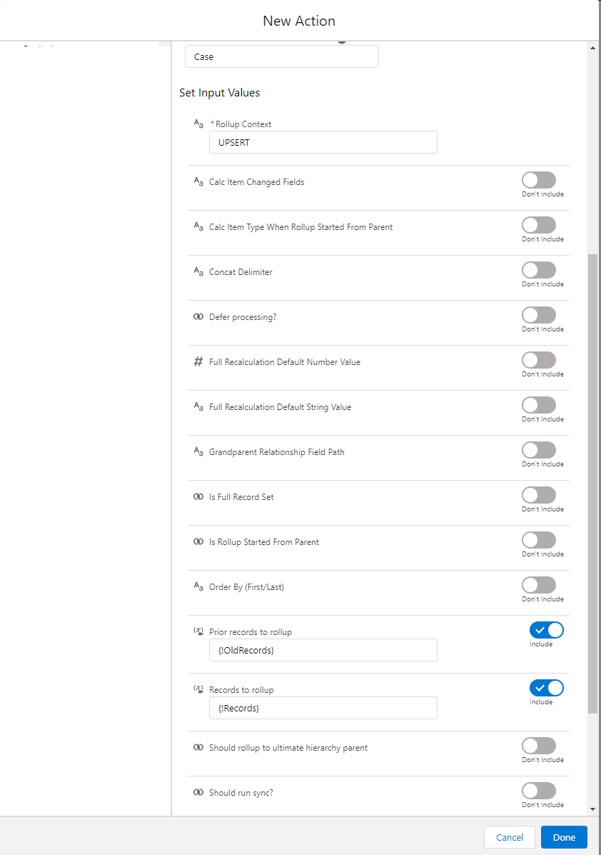 Filling out the CMDT action's second screen