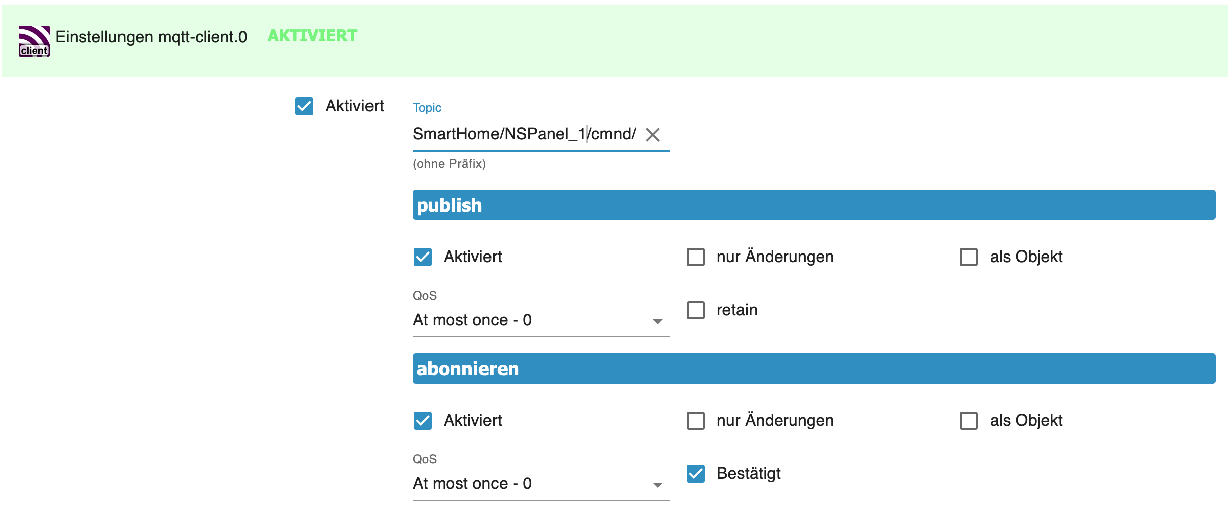 Einstellungen am Datenpunkt