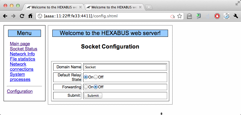 Hexabus builtin webserver