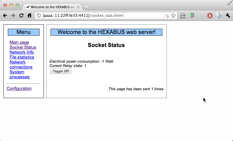 Hexabus builtin webserver