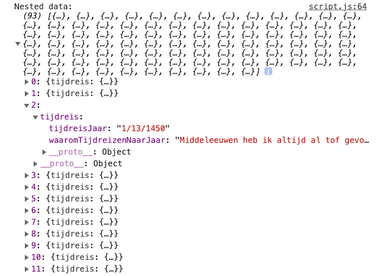 Uitkomst data object na transformeren