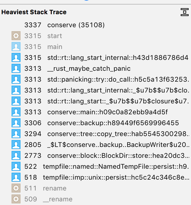 Heaviest stack trace